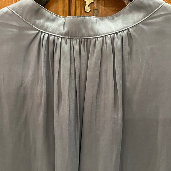 ZADIG&VOLTAIRE Tink Blue Long Sleeve Relaxed-Fit Satin V-Neck Blouse Size Medium - Picture 5 of 8